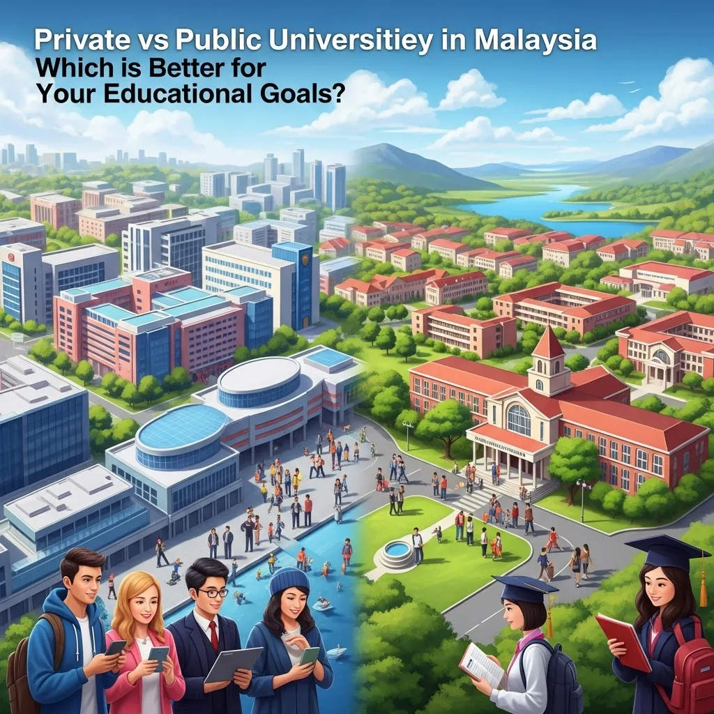 Private vs Public Universities in Malaysia Which is Better for Your Educational Goals. Vibrant colors, perfect focus, depth of field, trending on ArtStation, digital art perfection.